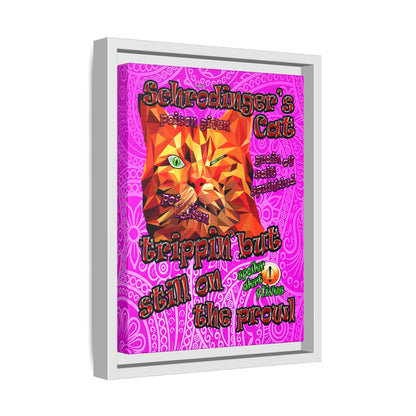 schrodinger's cat - framed canvas art (pink swirl)