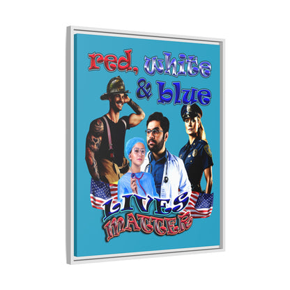 rw&b lives matter - framed canvas art (turquoise)