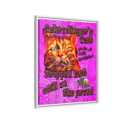 schrodinger's cat - framed canvas art (pink swirl)