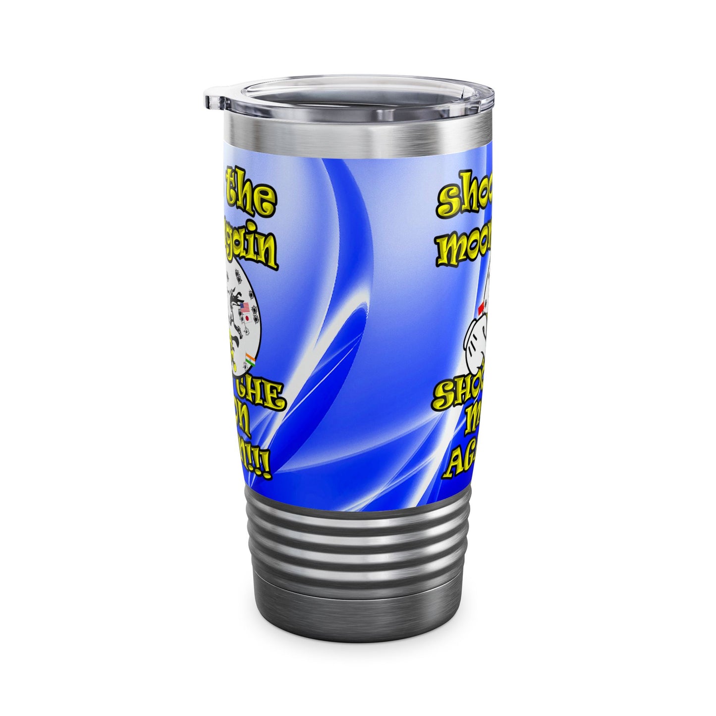 shoot the moon again - Ringneck Tumbler, 20oz (blue-white wave)