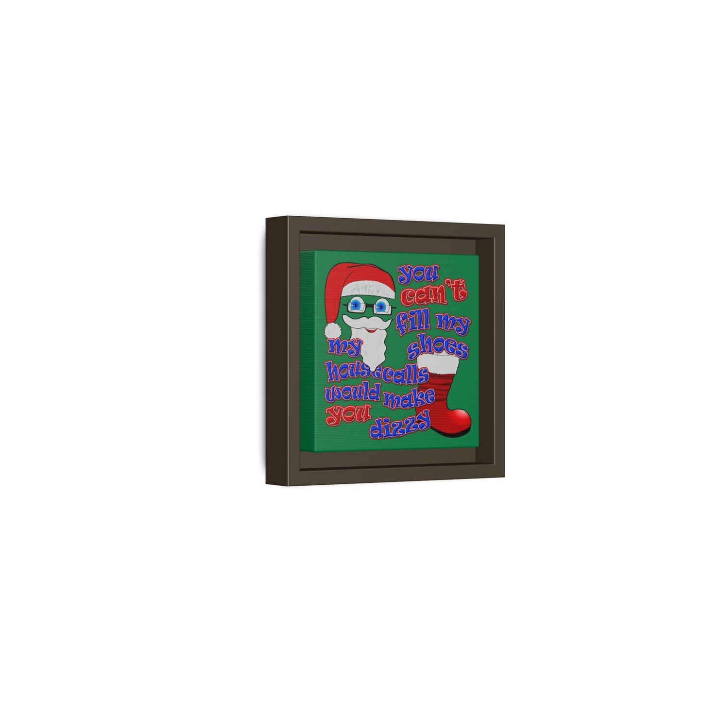santa's shoes - framed canvas art (dark green)