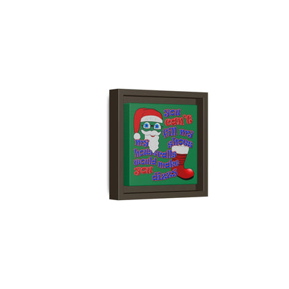 santa's shoes - framed canvas art (dark green)