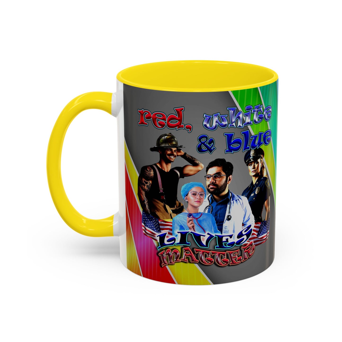 rw&b lives matter - Accent Mug (rainbow split)