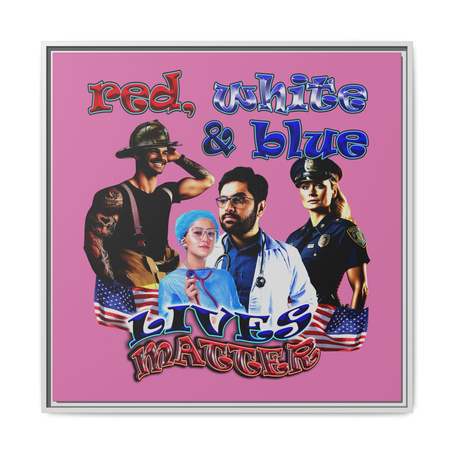 rw&b lives matter - framed canvas art (light pink)