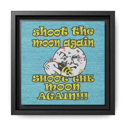 shoot the moon again - framed canvas art (faded blue)