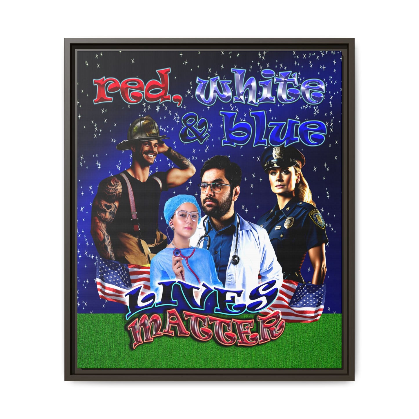 rw&b lives matter - framed canvas art ('snoops' background)