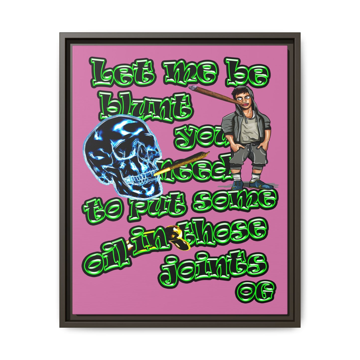 og - framed canvas art (light pink)