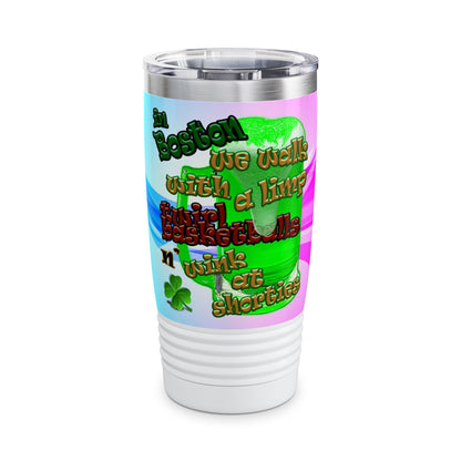 celtics logo - Ringneck Tumbler, 20oz (light blue-pink wave)
