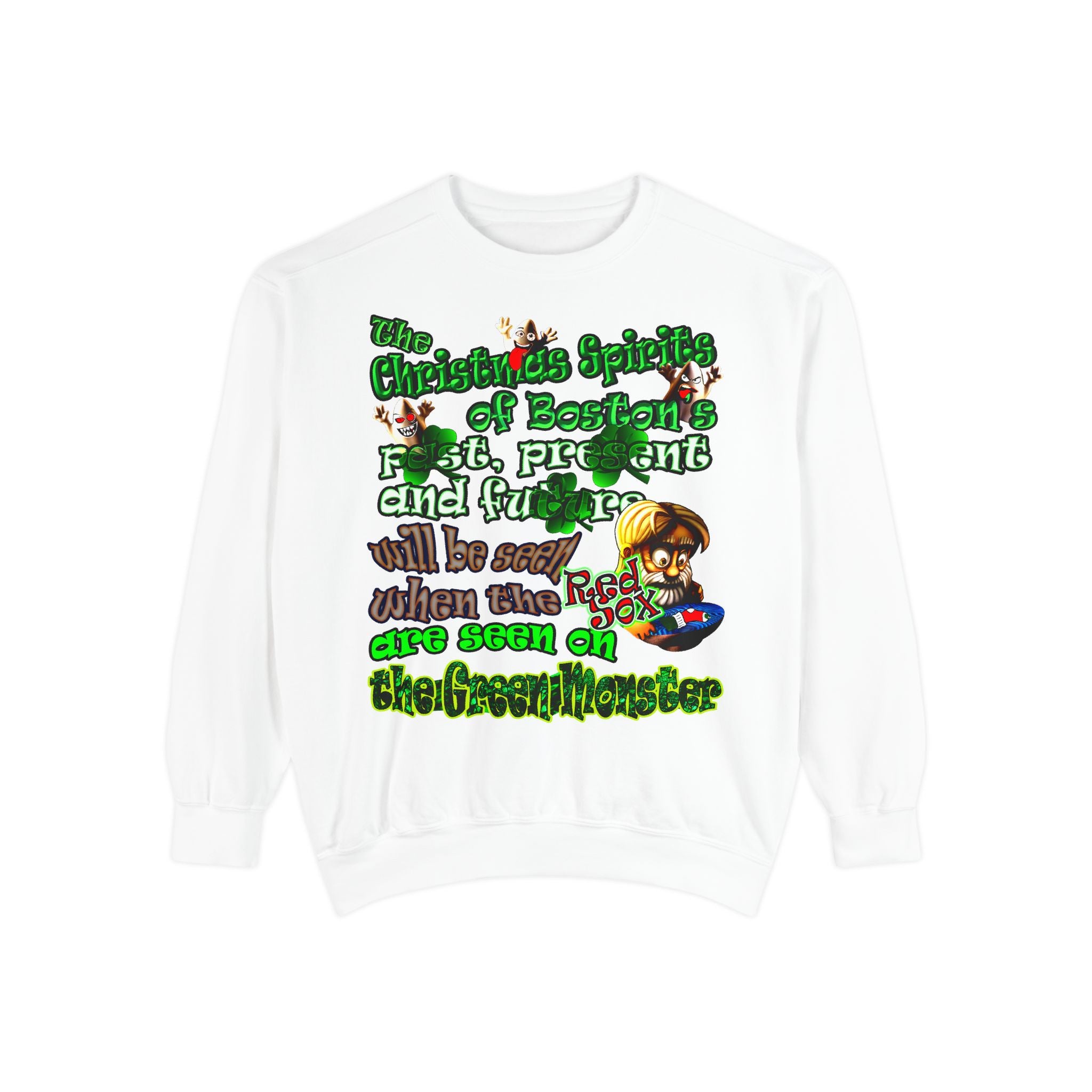 christmas spirits of boston - Unisex Garment-Dyed Sweatshirt