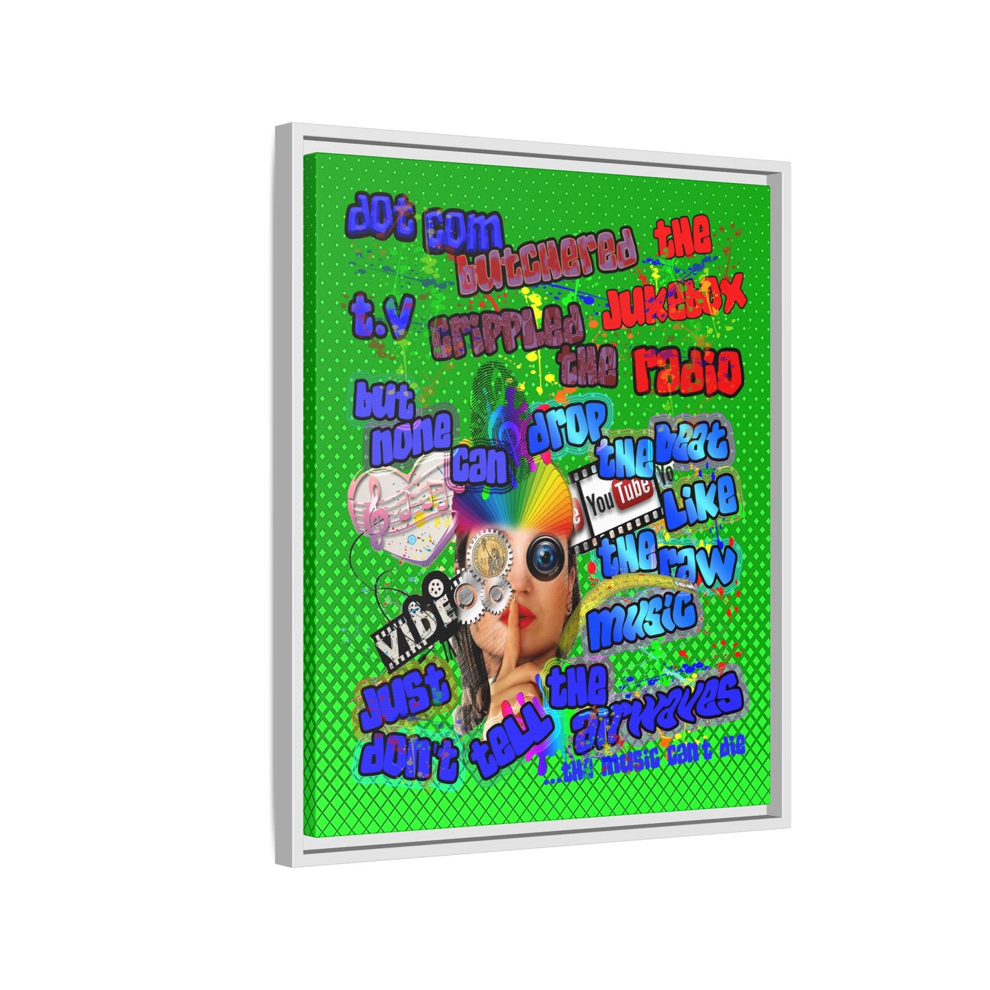 drop the beat - framed canvas art (logo green)