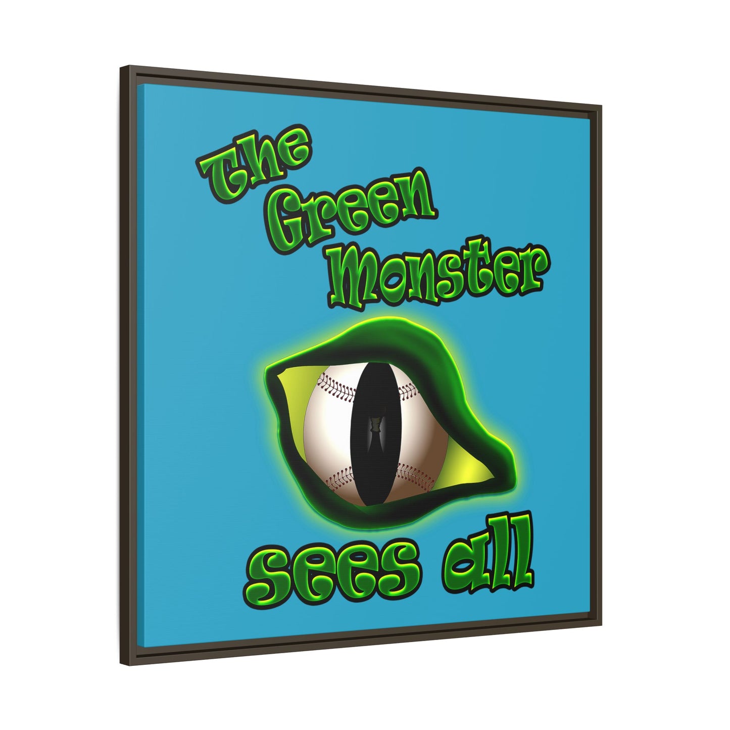 green monster - framed canvas art (turquoise)
