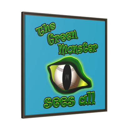 green monster - framed canvas art (turquoise)