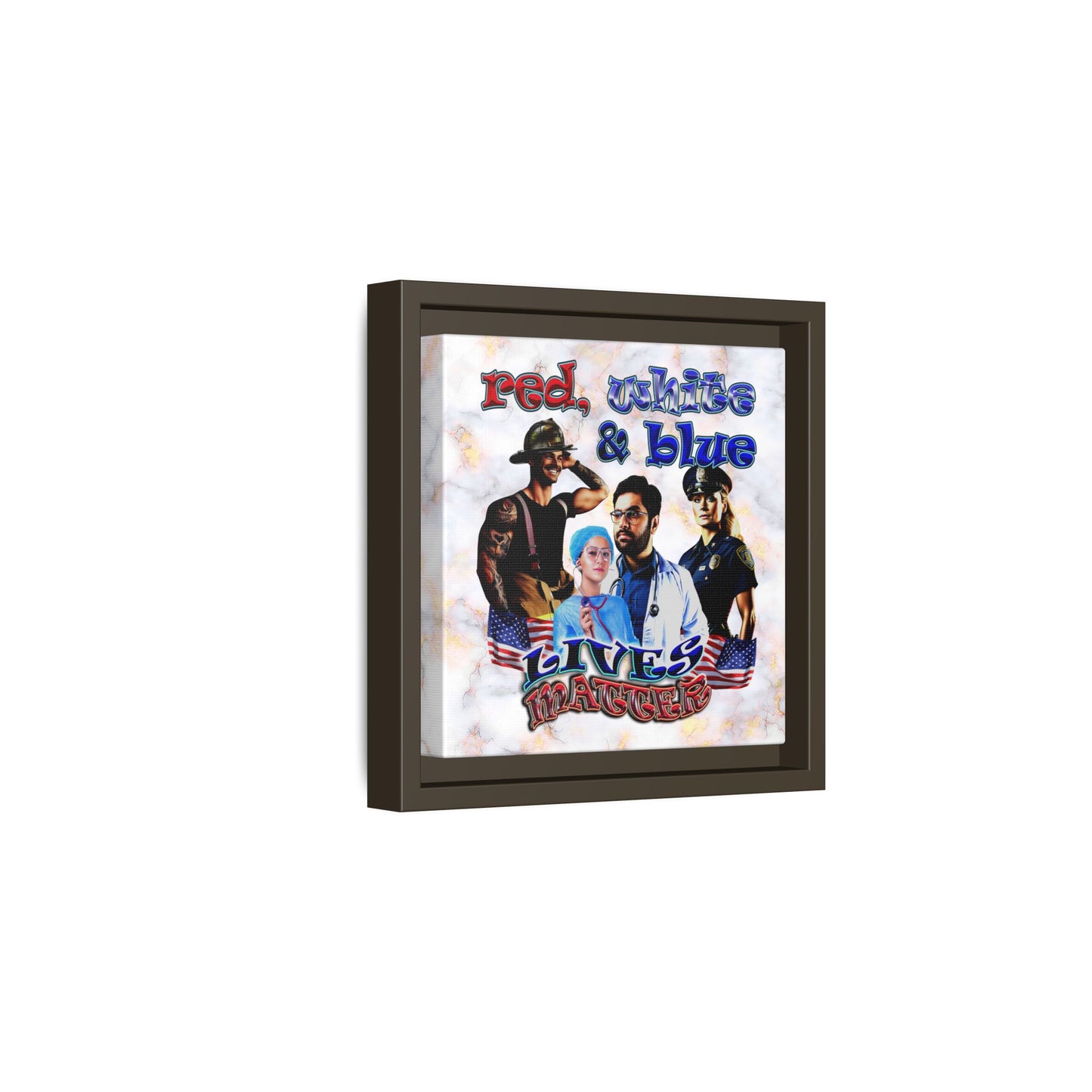 rw&b lives matter - framed canvas art (white marble)