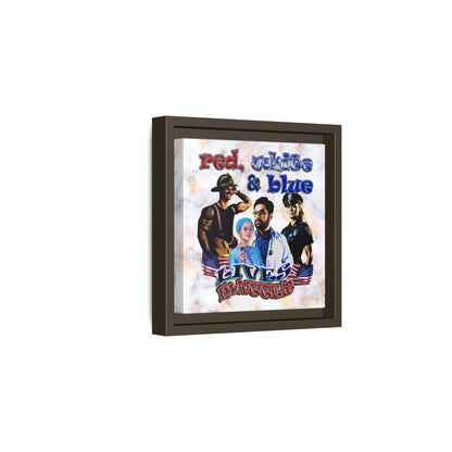rw&b lives matter - framed canvas art (white marble)