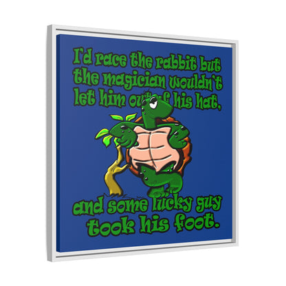 turtle race - framed canvas art (dark blue)
