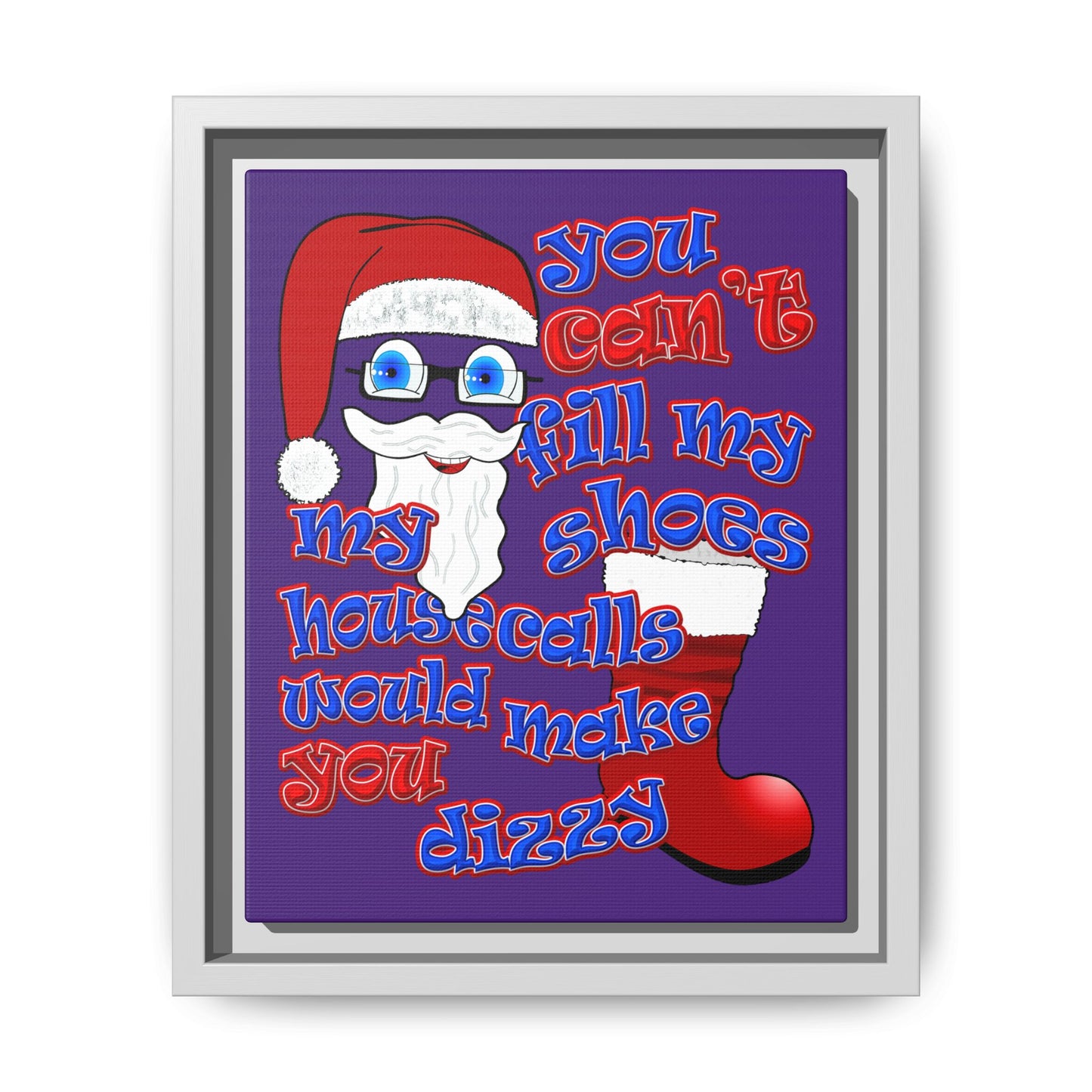 santa's shoes - framed canvas art (purple)