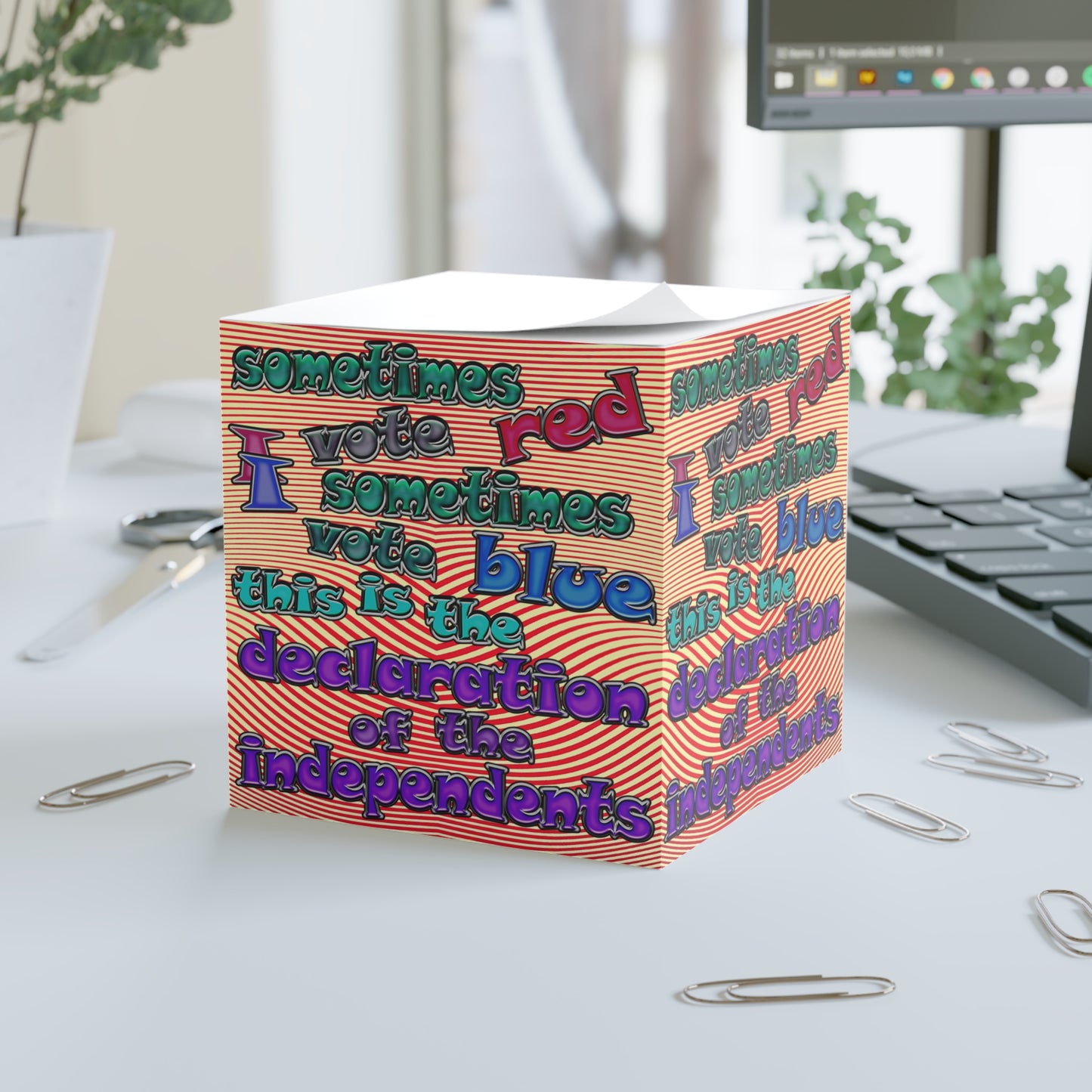 declaration of the independents - note cube (yellow-orange wave)