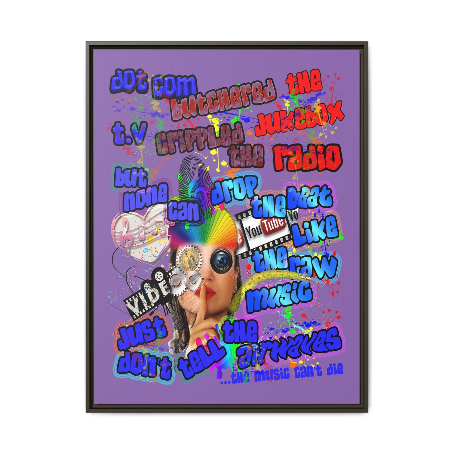 drop the beat - framed canvas art (light purple)