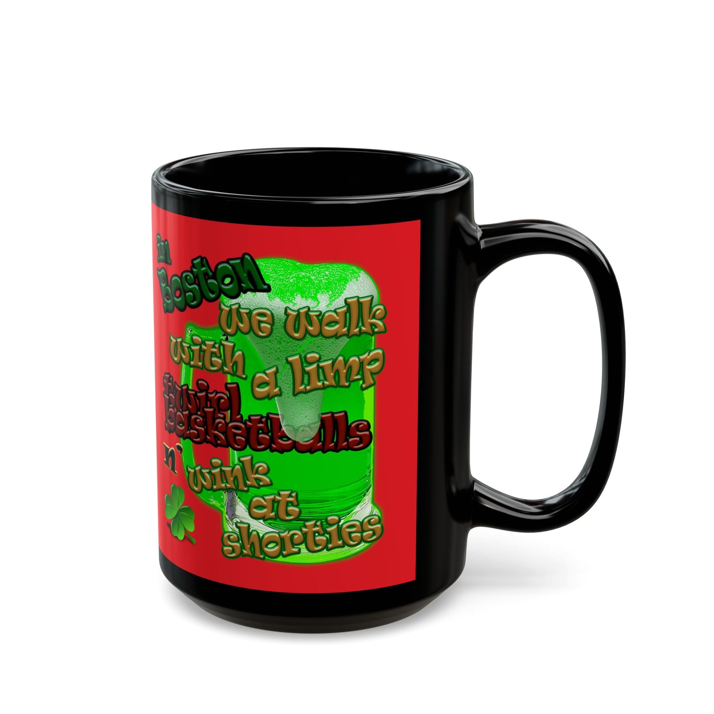 celtics logo - Black Mug (red)