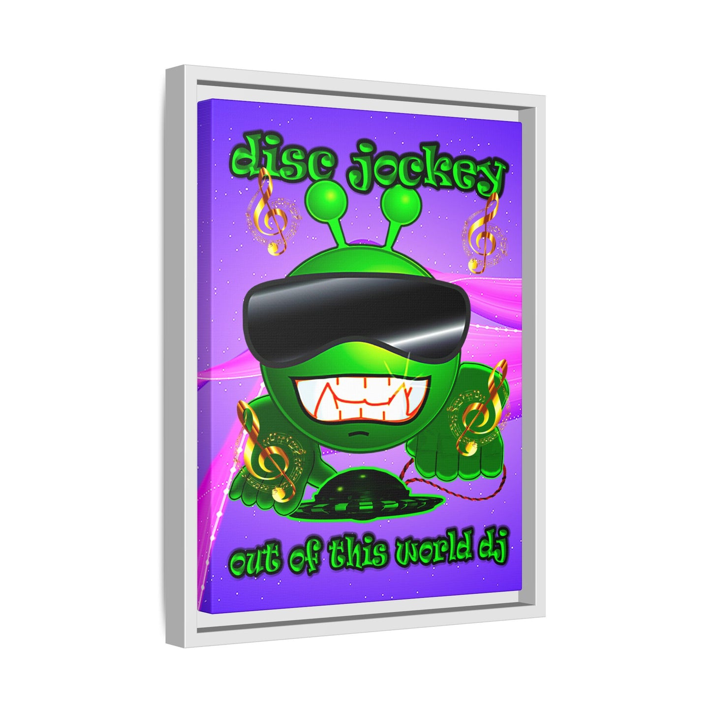 disc jockey - framed canvas art (purple-pink wave)