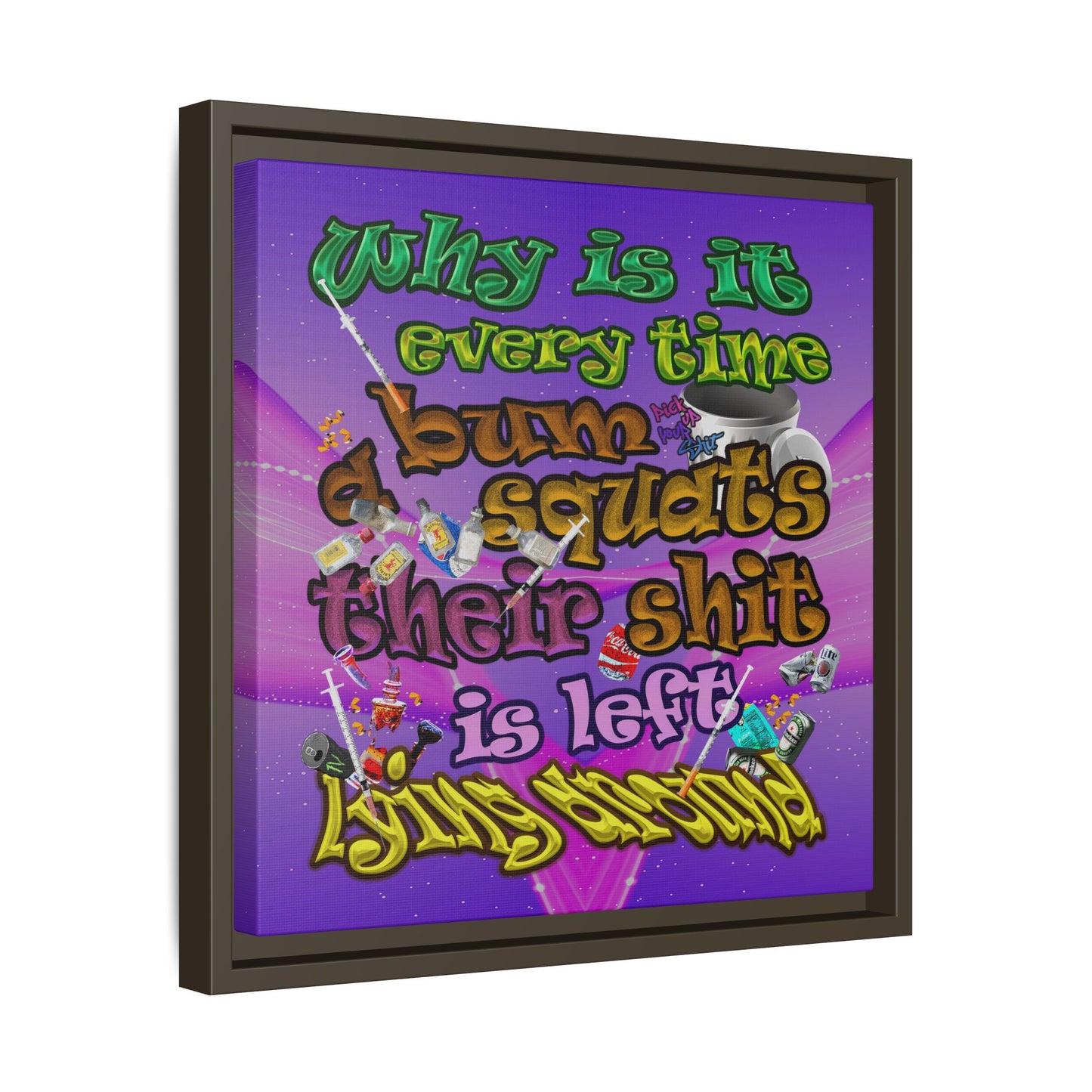 the bum's shit - framed canvas art (purple-pink wave)