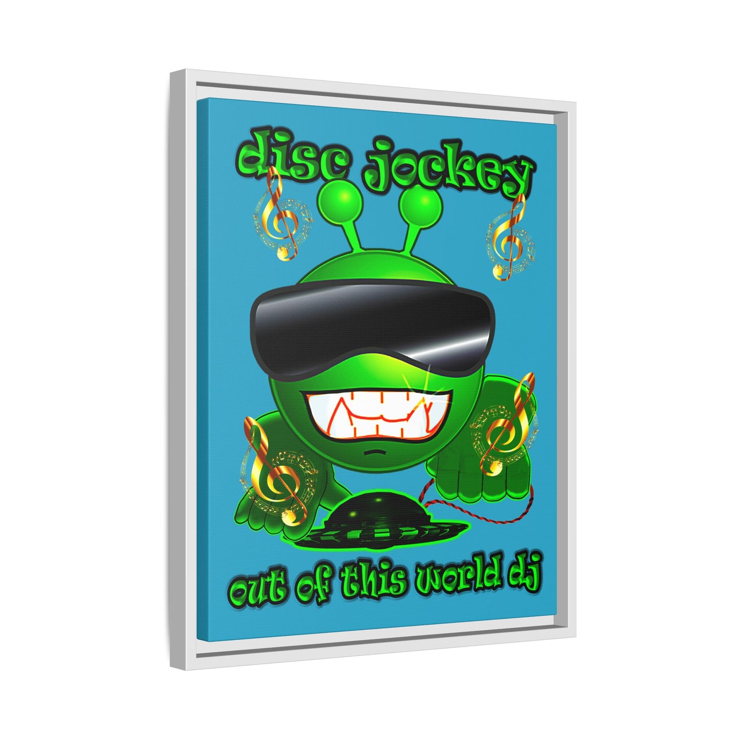 disc jockey - framed canvas art (turquoise)