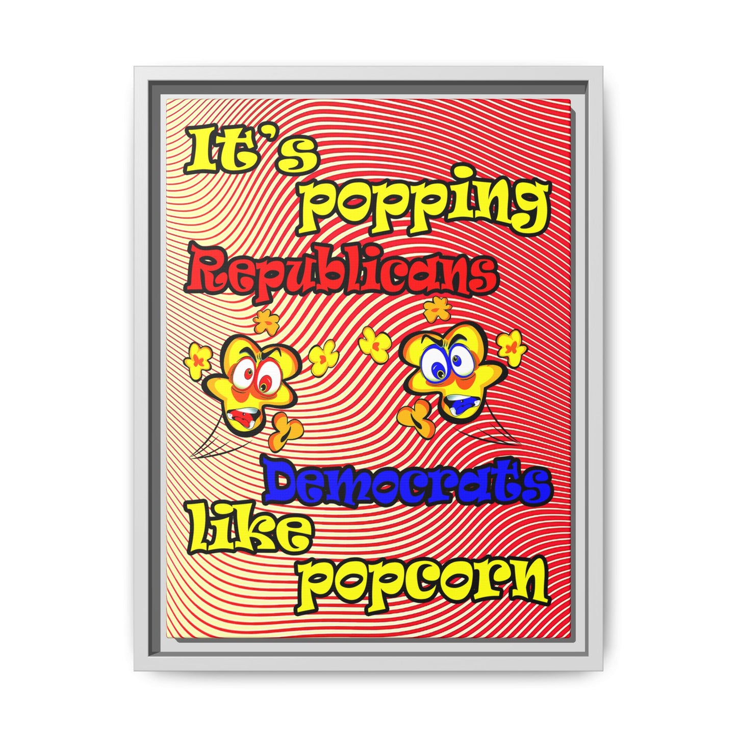 popping like popcorn - framed canvas art (yellow-orange wave)