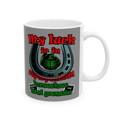 my luck - White Mug (grey)