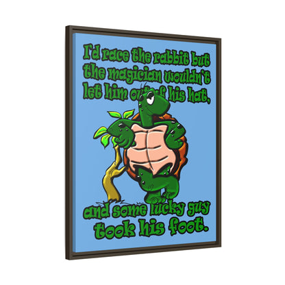 turtle race - framed canvas art (light blue)