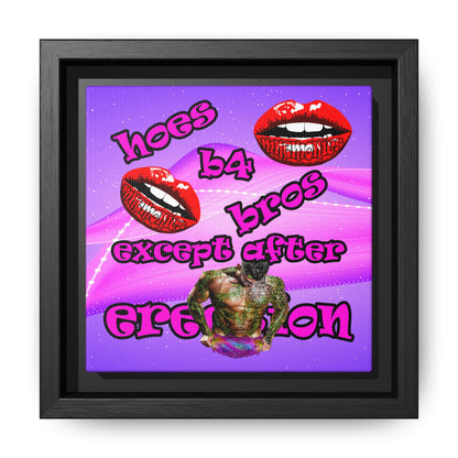 hoes b4 bros - framed canvas art (purple-pink wave)