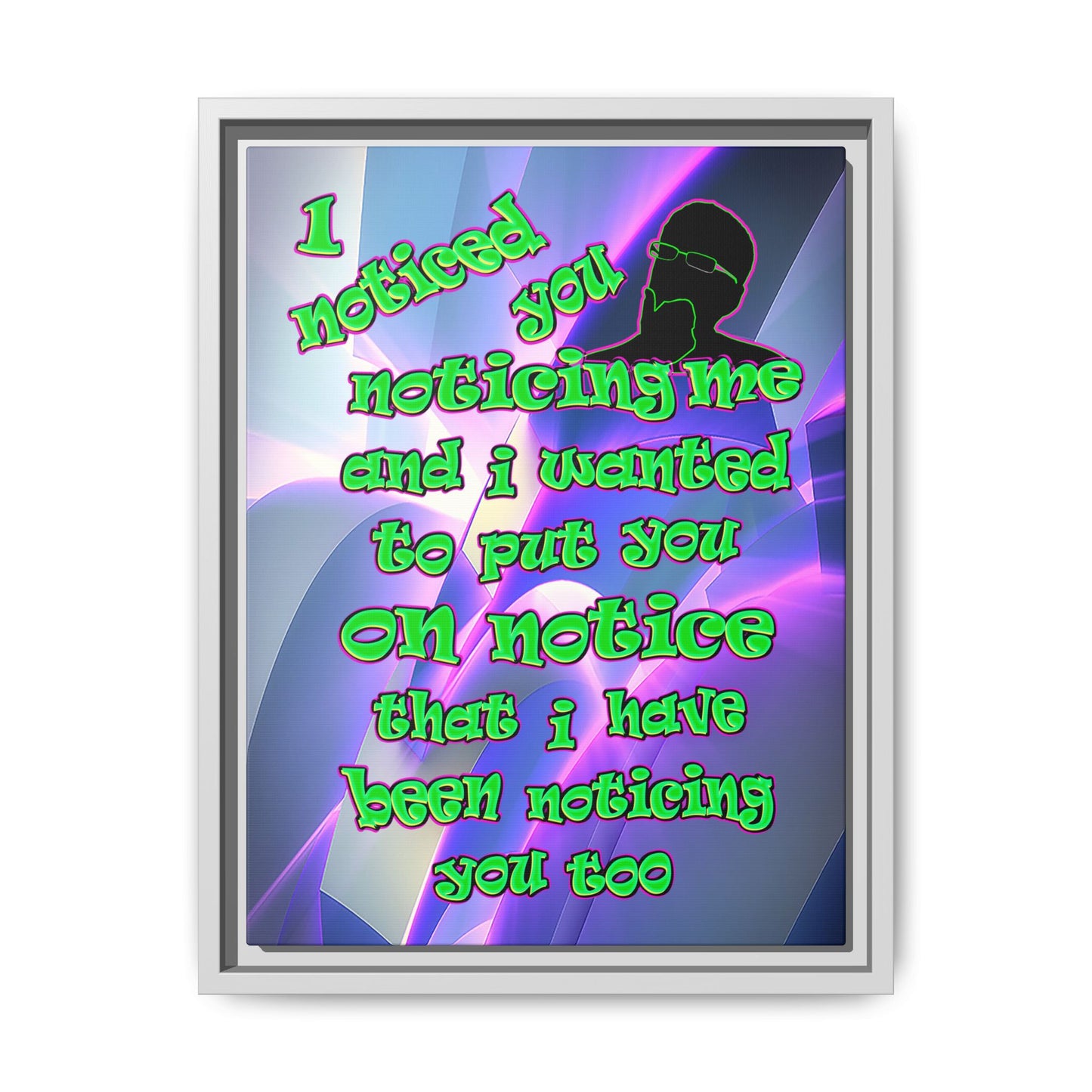 noticed you noticing - framed canvas art (grey-pink wave)