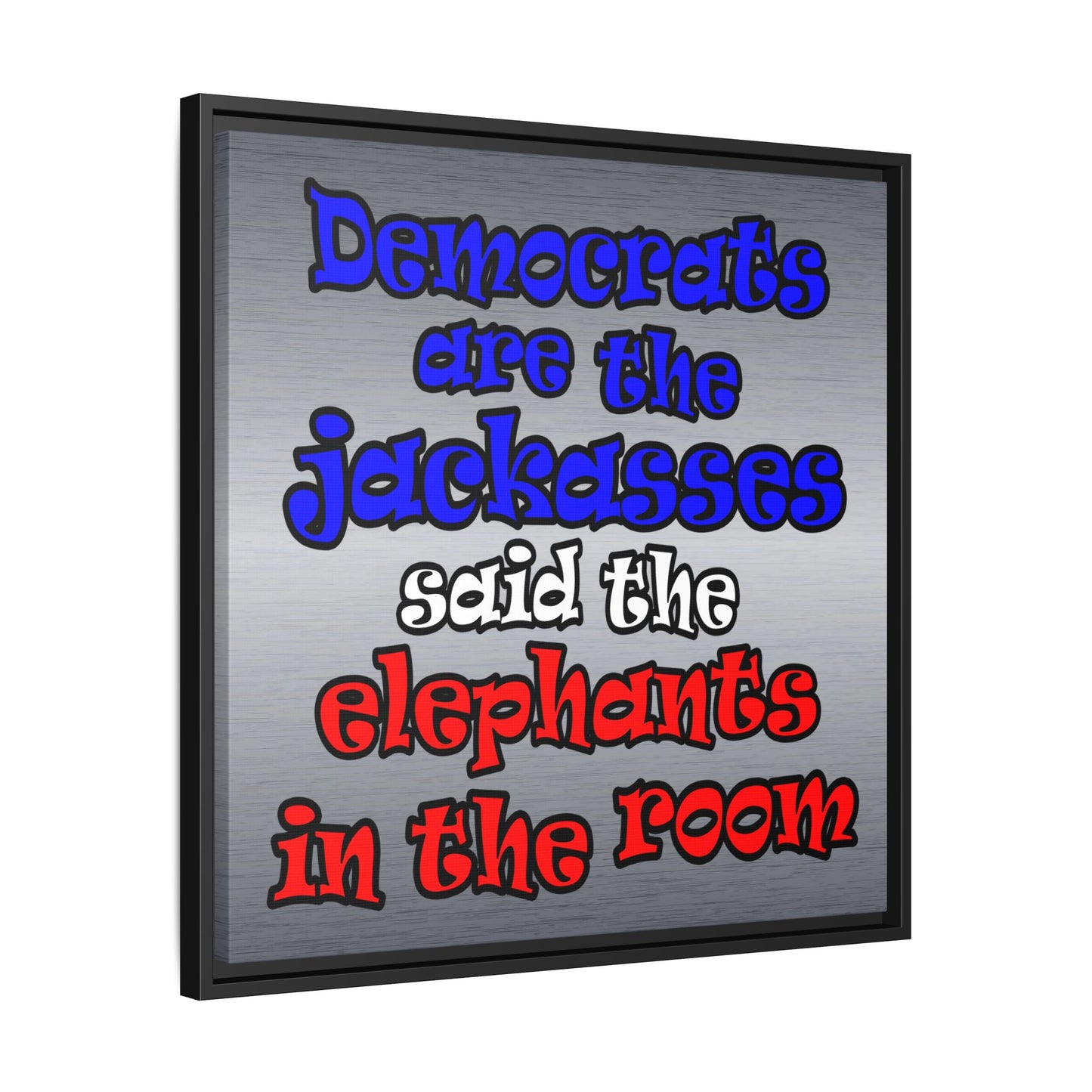 donkeys and elephants - framed canvas art (brushed nickel)