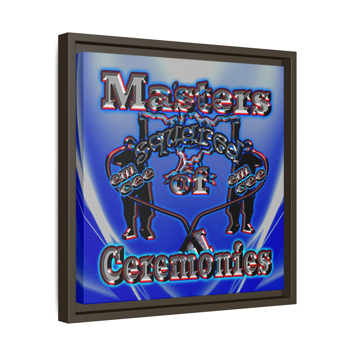 em cee squared - framed canvas art (blue-white wave)