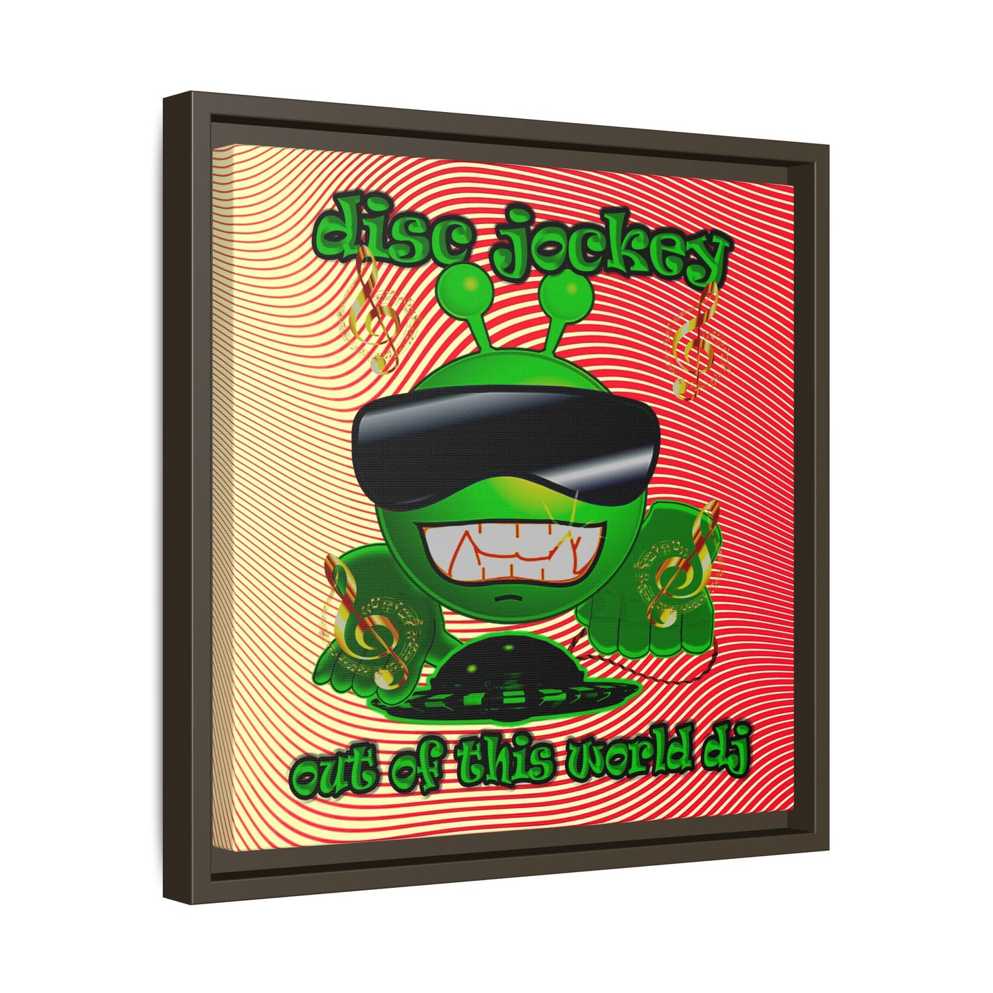 disc jockey - framed canvas art (yellow-orange wave)
