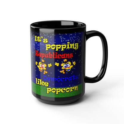 popping like popcorn - Black Mug ('snoops' background)
