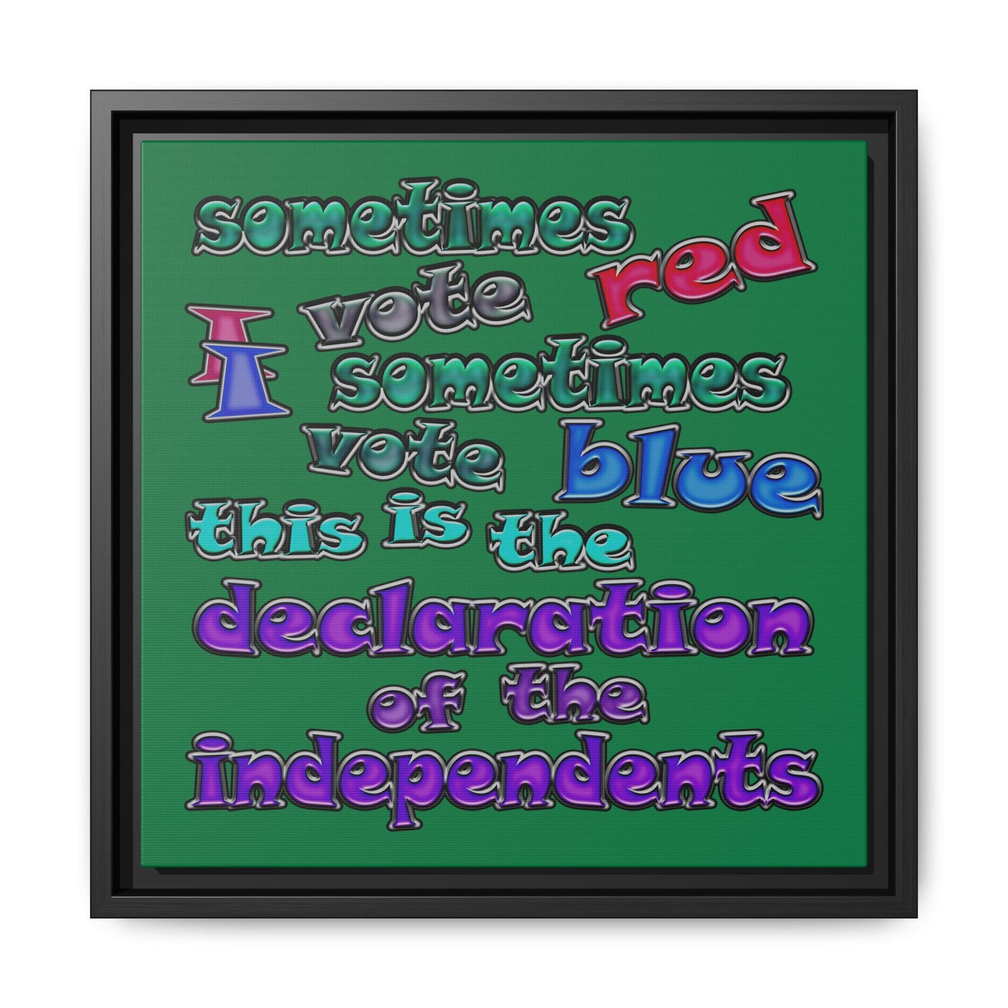 declaration of the independents - framed canvas art (dark green)
