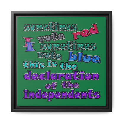 declaration of the independents - framed canvas art (dark green)