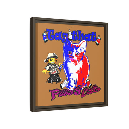 tag that - framed canvas art (light brown)