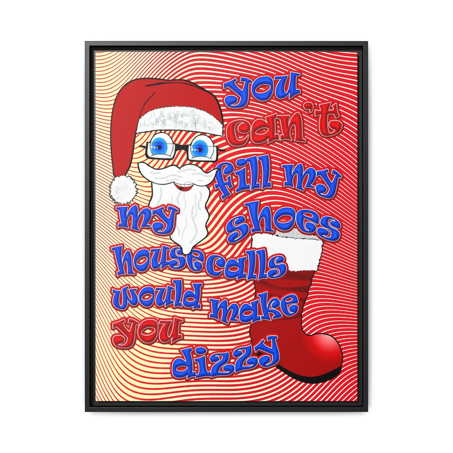 santa's shoes - framed canvas art (yellow-orange wave)