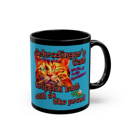 schrodinger's cat - Black Mug (turquoise)
