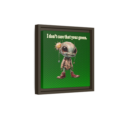 I don't care that your green - framed canvas art (logo green)