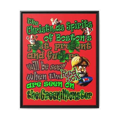 christmas spirits of boston - framed canvas art (red)
