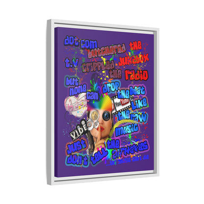 drop the beat - framed canvas art (purple)
