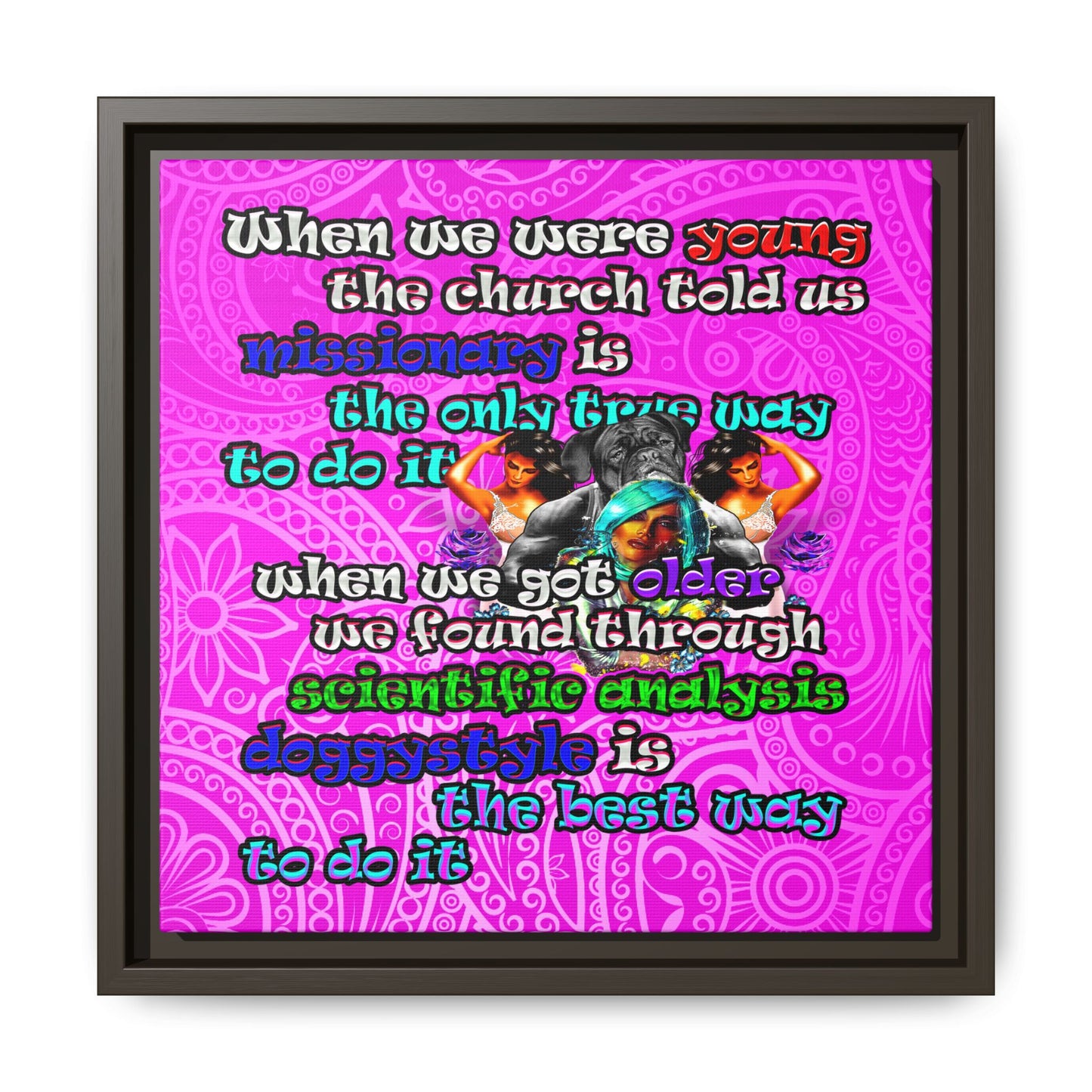 doggystyle - framed canvas art (pink swirl)