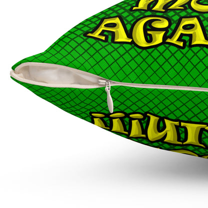 shoot the moon again - Spun Polyester Square Pillow - (logo green)