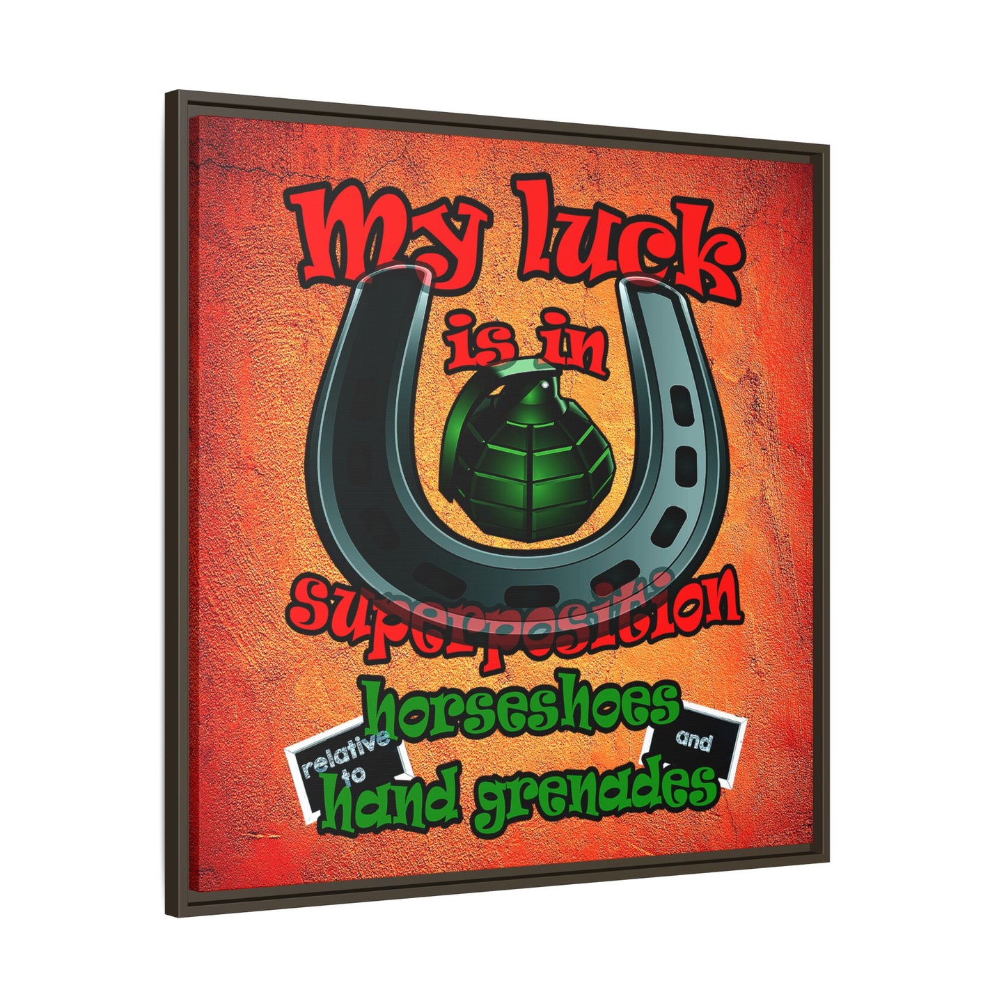 my luck - framed canvas art (burnt orange)