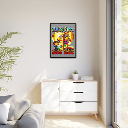 love peace - framed canvas art (grey)