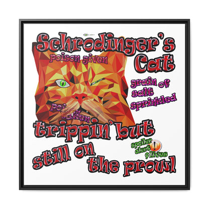 schrodinger's cat - framed canvas art (white)