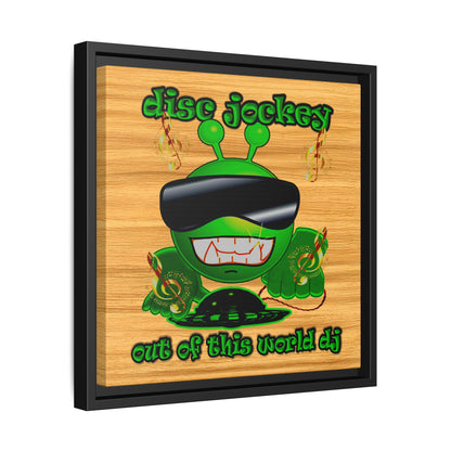 disc jockey - framed canvas art (butterscotch wood finish)
