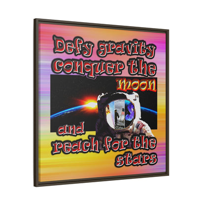 defy conquer reach - framed canvas art (color blur)